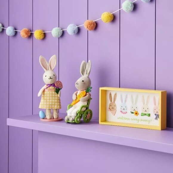 Target Spritz Easter 2024 Fabric Bunny Set Boy & Girl Figure with Mushroom & Flo - Picture 3 of 9